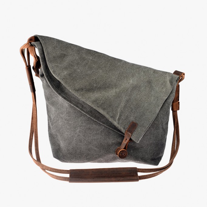 Crazy Horse Canvas &amp;#038; Leather Messenger Bag