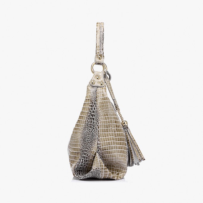 Crocodile Pattern Leather Shoulder Handbag