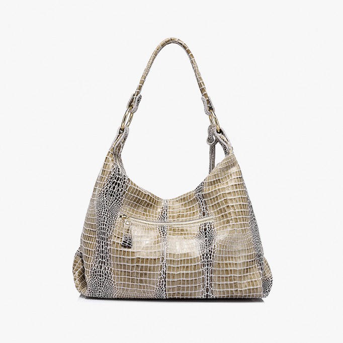 Crocodile Pattern Leather Shoulder Handbag